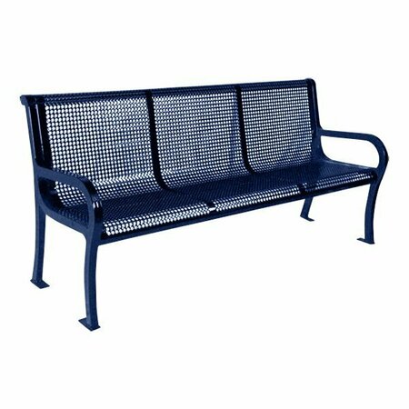 ULTRA SITE Lexington 6' Ultra Blue Perforated Bench with Backrest 75'' x 26 7/8'' x 35 1/2'' 38A954P6UB
